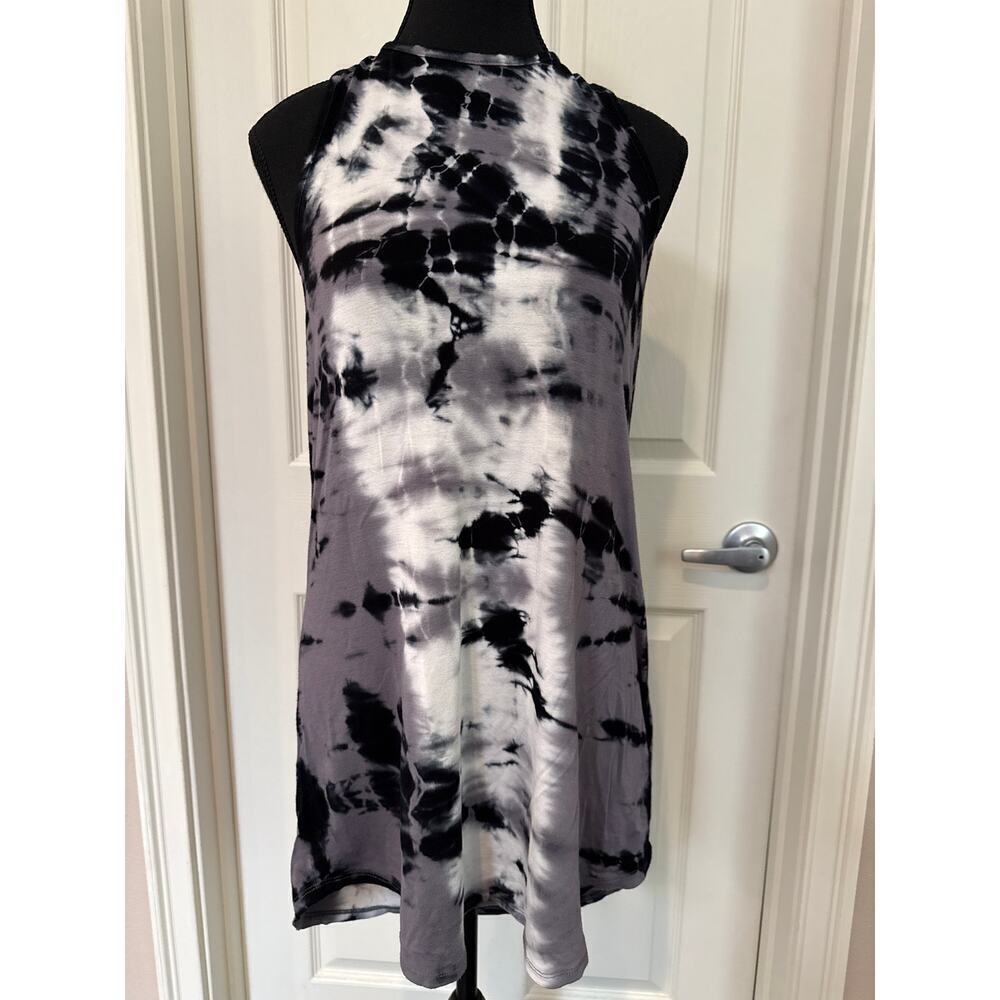 Mossimo Black Tie Dye Graphic Sleeveless dress with exposed back zipper Sz L